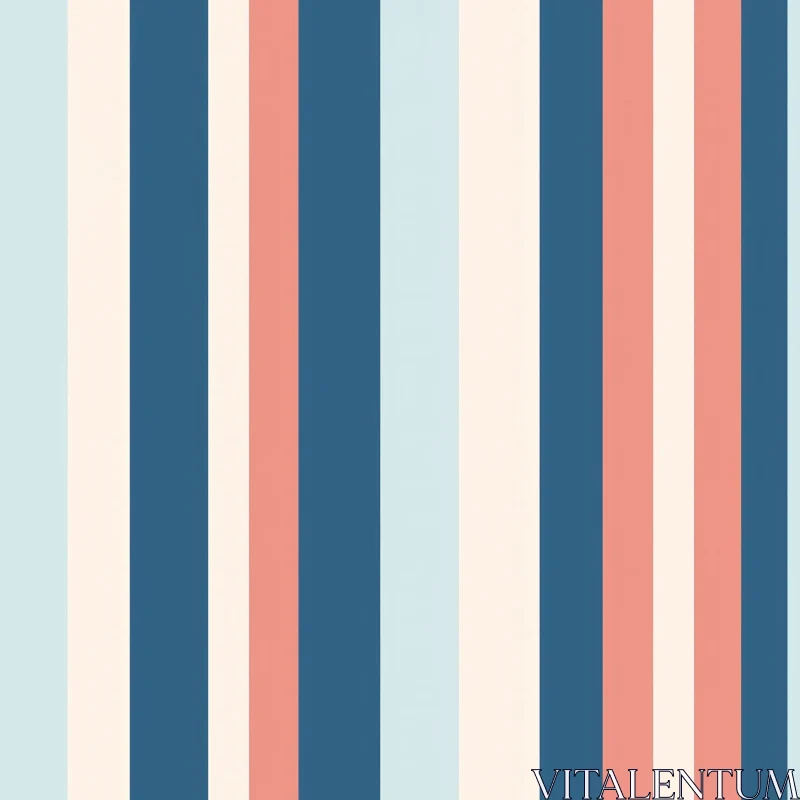 AI ART Tranquil Blue Pink Cream Stripes Pattern
