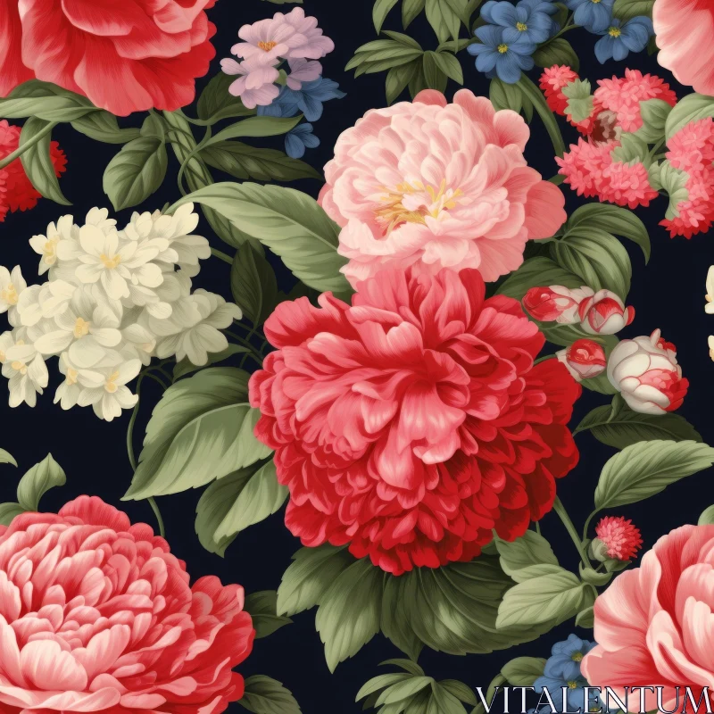 Vintage Floral Pattern on Dark Background AI Image