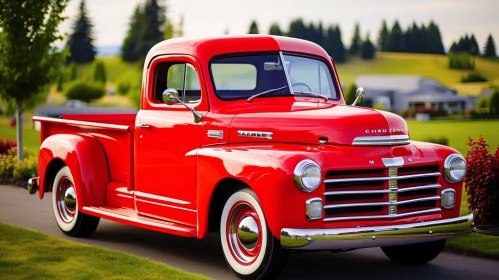 Vintage Red Pickup Truck - Bold Curves and Polished Craftsmanship