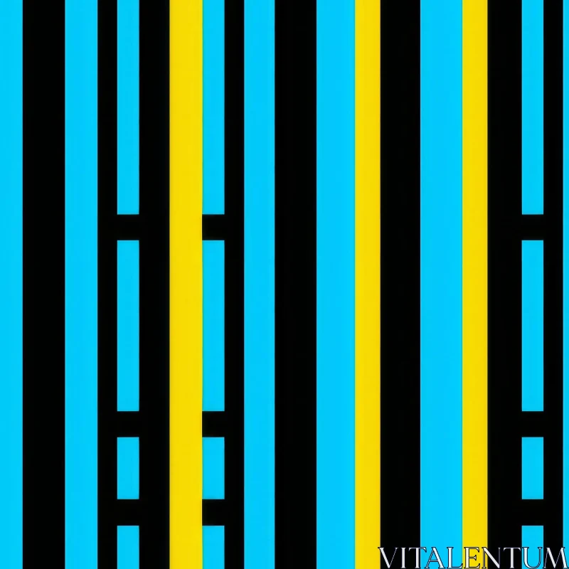 AI ART Bold Symmetrical Striped Pattern in Blue, Yellow, Black