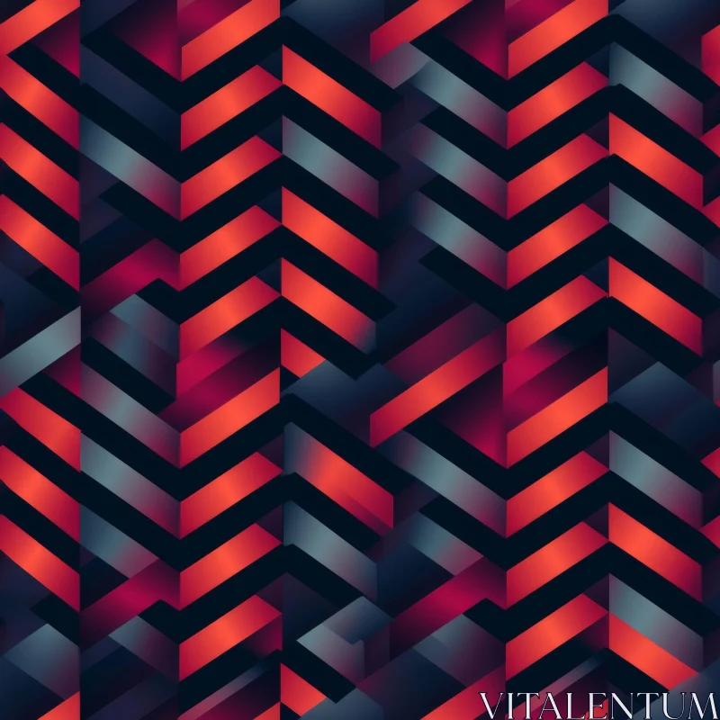 Dark Blue Geometric Seamless Pattern with Red and Gray Elements AI Image