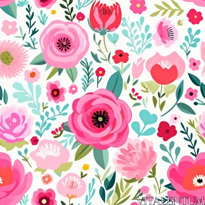 Elegant Floral Pattern for Fabric and Wallpaper AI Image