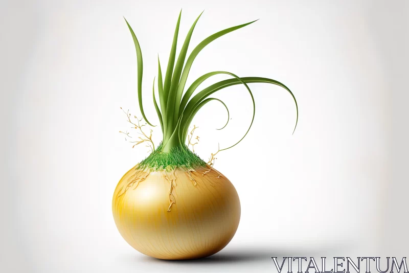 AI ART Onion with Sprout - Photorealistic Fantasy Artwork