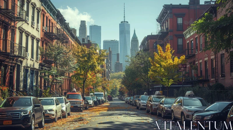 Urban Landscape of New York City in Autumn AI Image