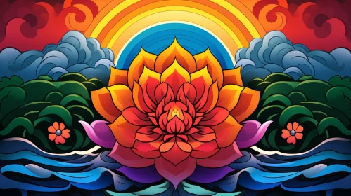 Vibrant Lotus Flower in Full Bloom