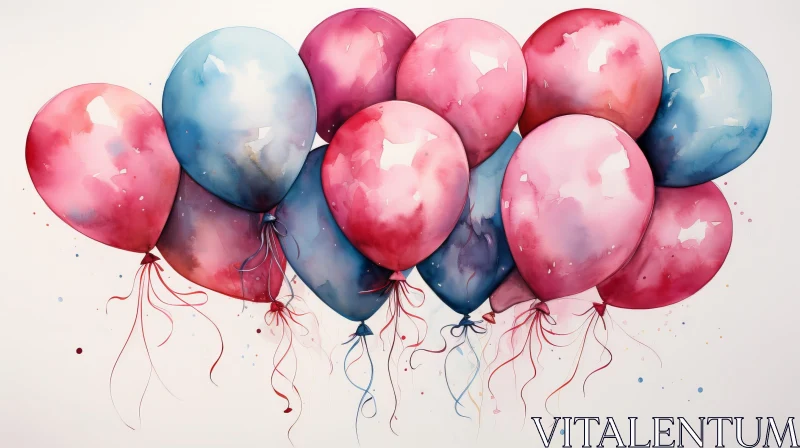 Whimsical Watercolor Balloons Painting AI Image