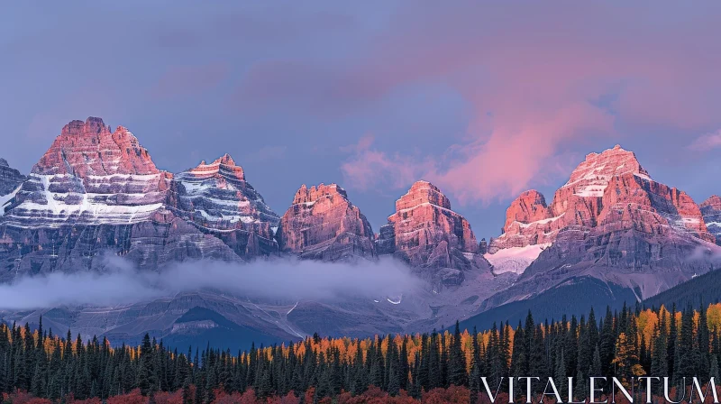 Canadian Rockies Sunrise Landscape - Natural Beauty Photography AI Image