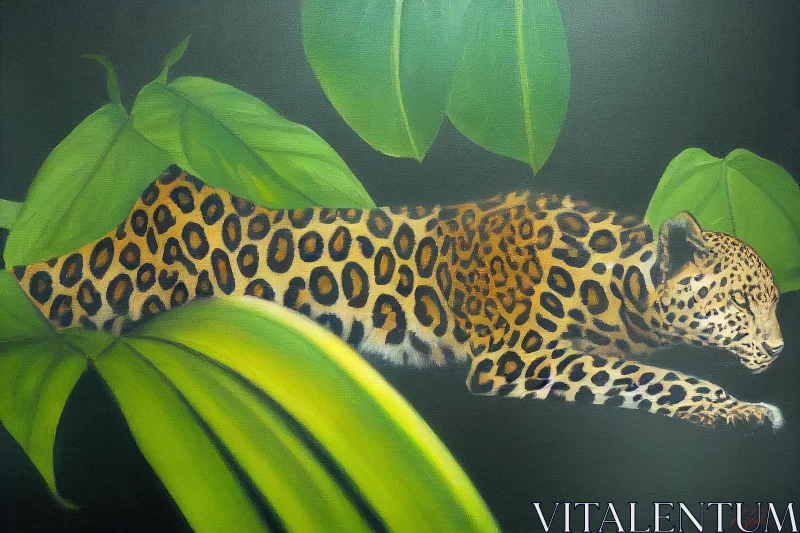 Captivating Jaguar Painting in Traditional Oil Style AI Image
