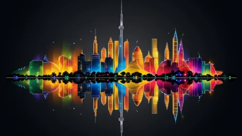 Colorful Cityscape Digital Drawing