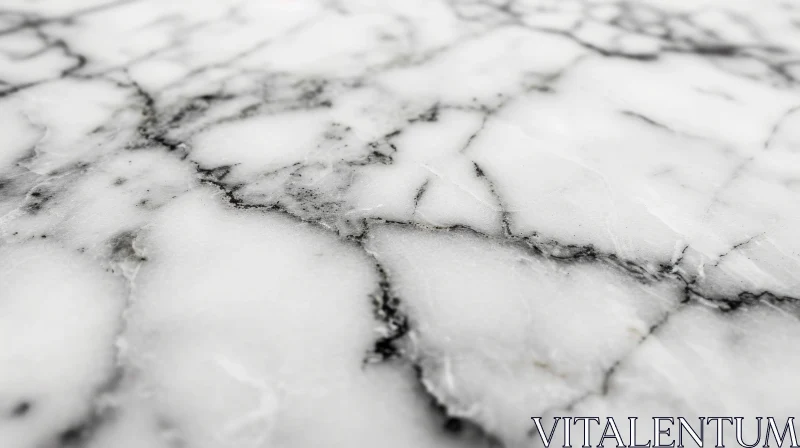 Elegant White Marble Texture with Black Veins | Polished Surface AI Image