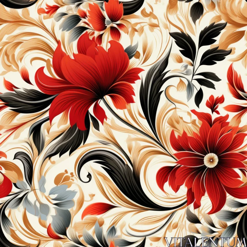 Intricate Floral Pattern on Beige Background AI Image