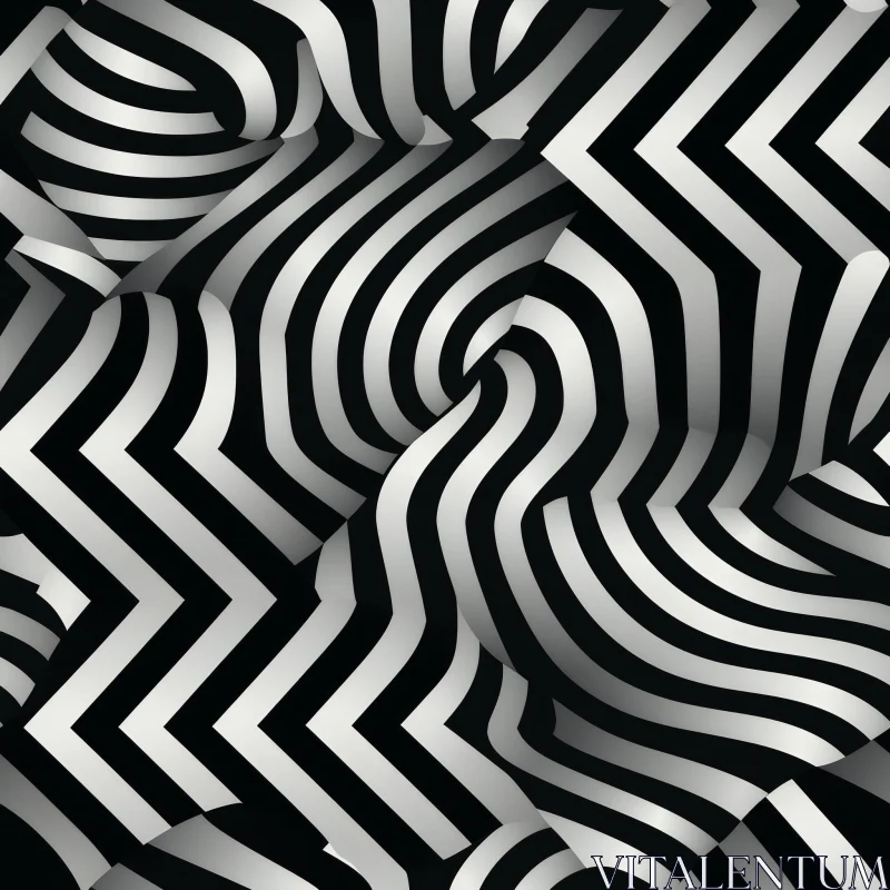 Psychedelic Black and White Striped Pattern AI Image