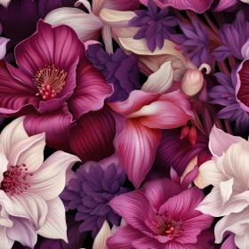 Realistic Floral Pattern on Dark Purple Background