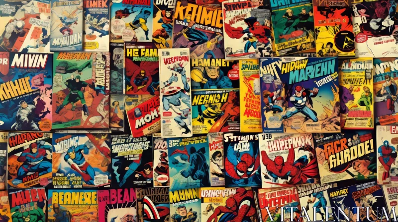 Vintage Comic Book Superheroes Collage AI Image