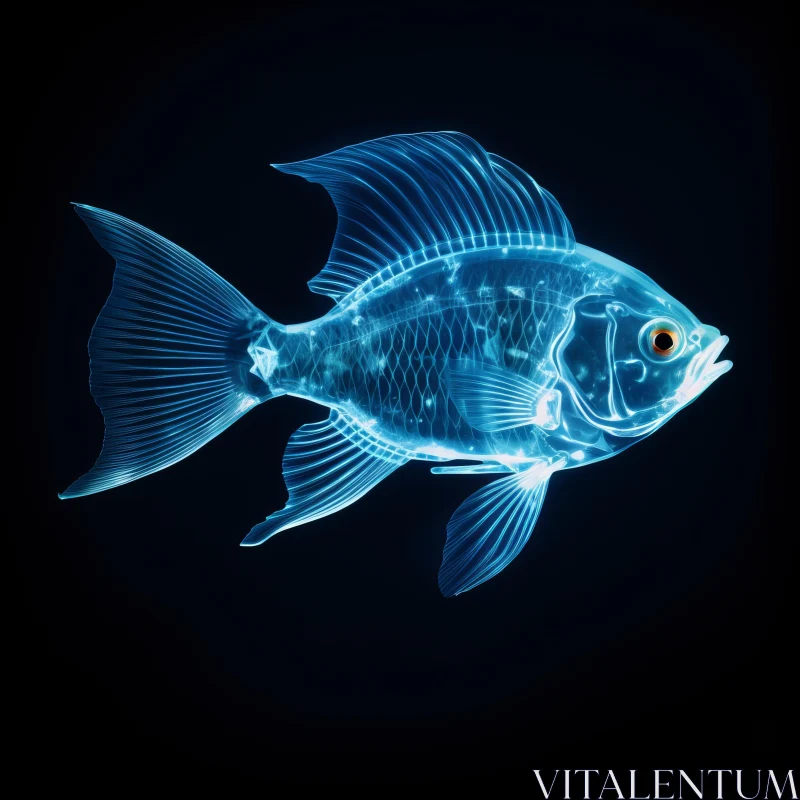 Blue Fish in Translucent Water - An Artistic Representation AI Image