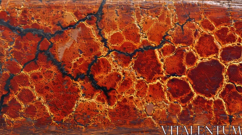 Cracked Orange Surface with Black Tar | Abstract Art AI Image