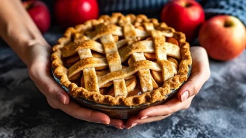 Delicious Apple Pie - Baked Golden Crust with Lattice Pastry