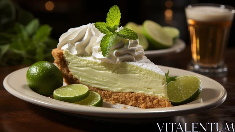 Delicious Key Lime Pie with Beer - Food Photography AI Image