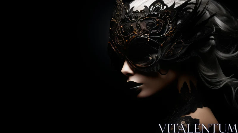 Elegant Woman in Venetian Mask AI Image