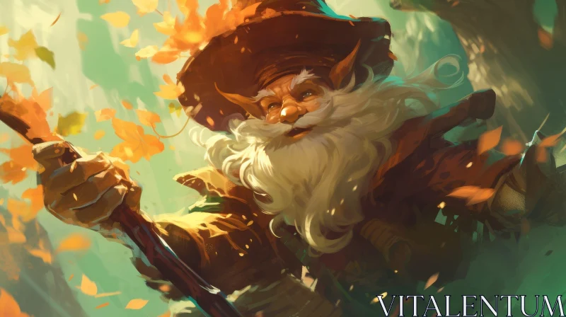 Enchanting Gnome Painting in Forest AI Image