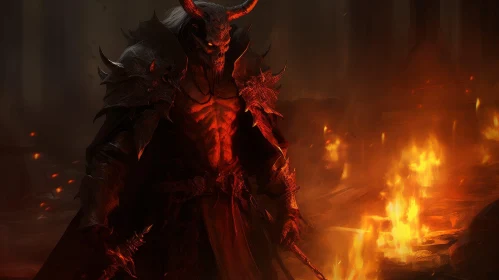 Fiery Dark Fantasy Demon Illustration