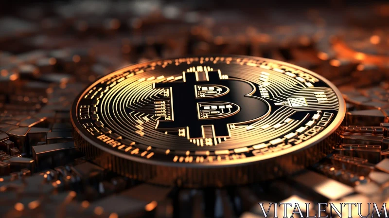 AI ART Gold Bitcoin Coin Close-Up | Finance Crypto Currency