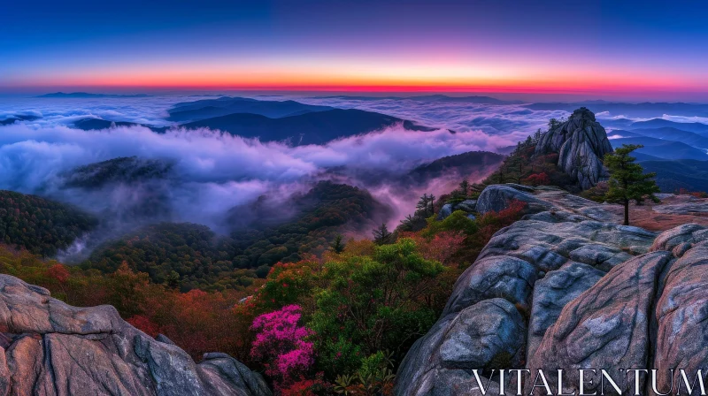 Mountain Range Sunrise Landscape - Peaceful Nature Photography AI Image