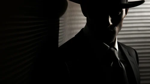 Serious Man in Hat and Suit Portrait