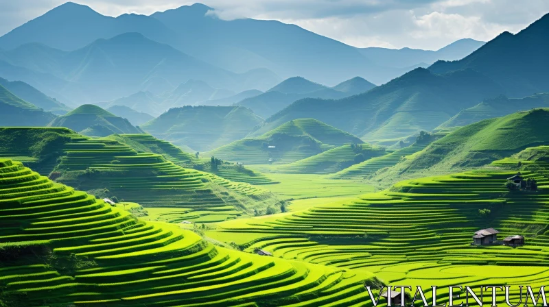 Tranquil Terraced Rice Fields in Vietnam AI Image