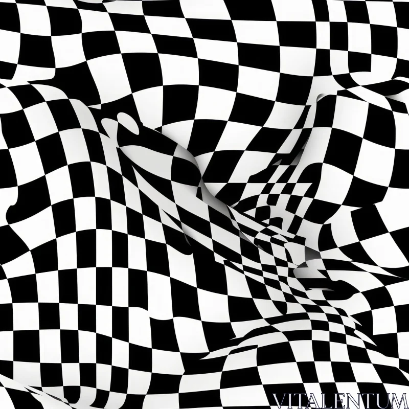Waving Black and White Checkered Flag AI Image
