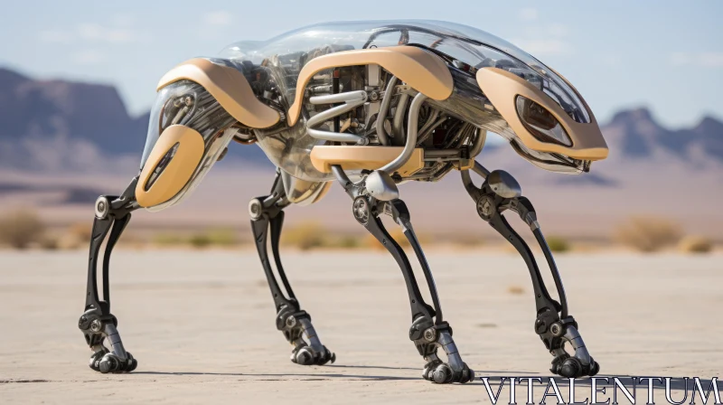 Animal Clone Robot in Desert - Fine Lines and Intricate Details AI Image