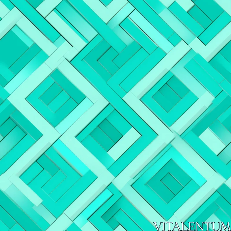 Aqua Green and White Interlocking Shapes Pattern AI Image