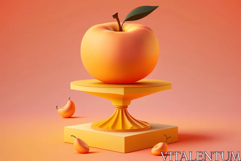 Captivating 3D Illustration of an Apple on a Pedestal | Vibrant Composition AI Image