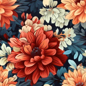 Dark Blue Floral Seamless Pattern