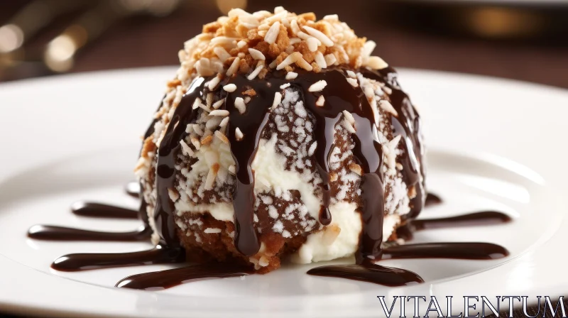 Delicious Vanilla Ice Cream Dessert on Plate AI Image
