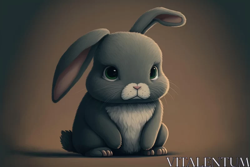 Eerily Realistic Cartoon Bunny in Dark Background - Digital Art Techniques AI Image
