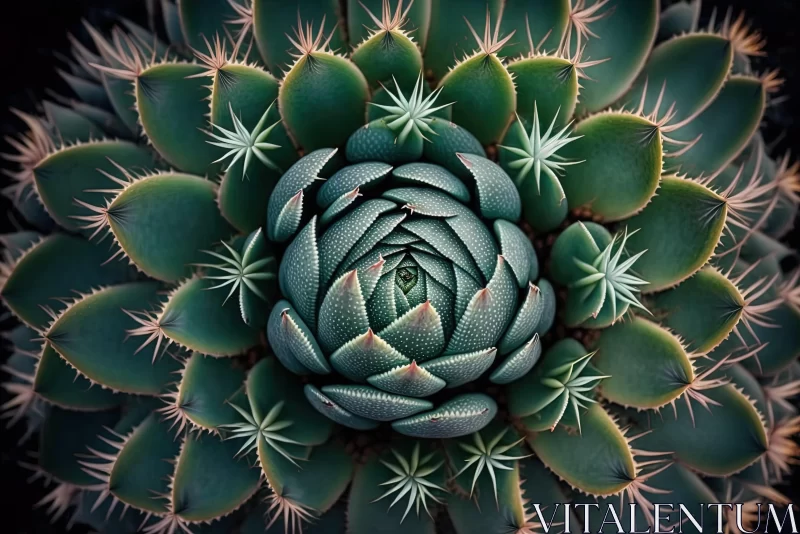 Enormous Green Succulent with Striking Symmetrical Patterns AI Image
