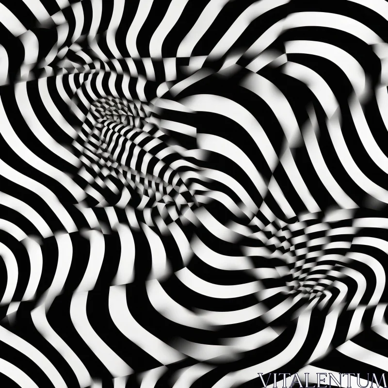 Hypnotic Black and White Optical Illusion Stripes AI Image