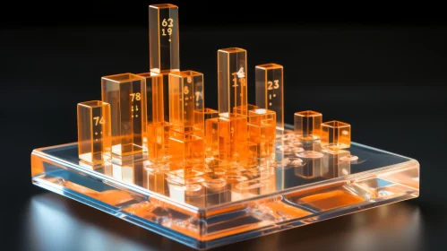 Orange Glass Cityscape 3D Rendering