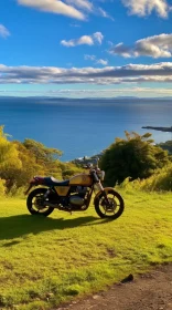 Scenic Royal Enfield Classic 500 Motorcycle Overlooking Ocean