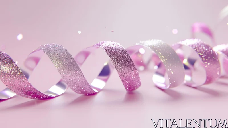 Shiny Pink Ribbon Spiral Art AI Image