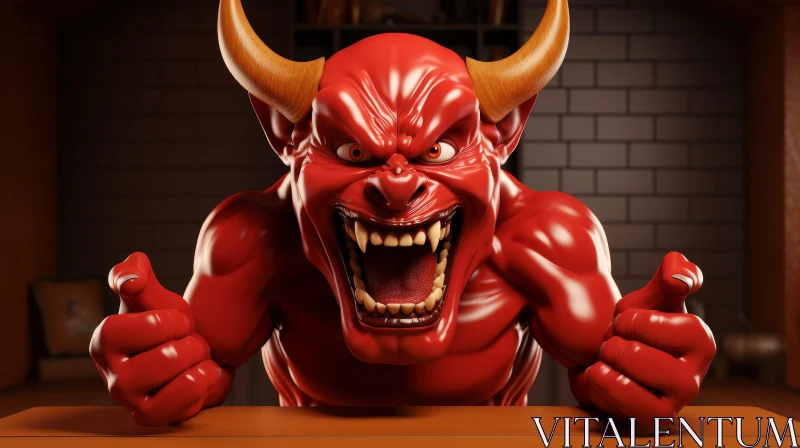 Sinister Red Devil 3D Rendering AI Image