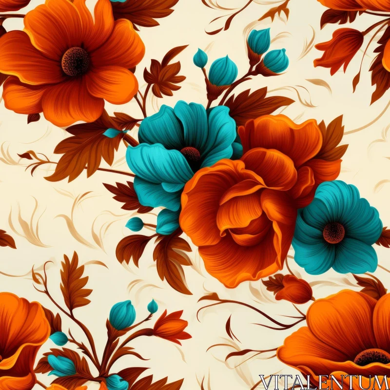 Charming Vintage Floral Pattern - Cream Background AI Image