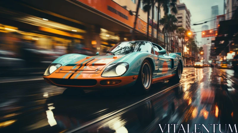 AI ART Classic Ford GT40 Racing Car in City Street