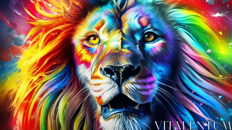 AI ART Colorful Lion Face Artwork