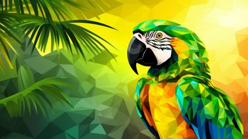 Colorful Parrot in Tropical Forest - Geometric Style