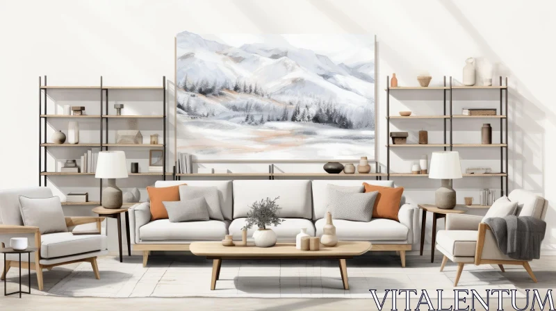 Cozy Modern Living Room Decor AI Image