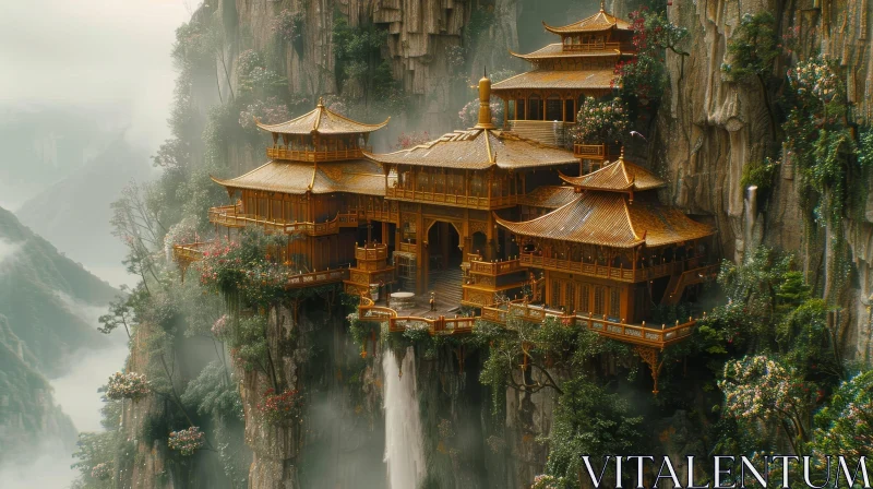 Enchanting Chinese Temple Landscape AI Image