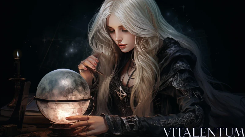 Enchanting Woman with Crystal Ball - Fantasy Art AI Image