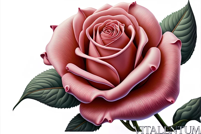 Intricate Oil Painting of a Pink Rose with Glossy Finish AI Image